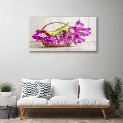 Glass Wall Art Flowers floral pink