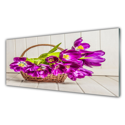 Glass Wall Art Flowers floral pink