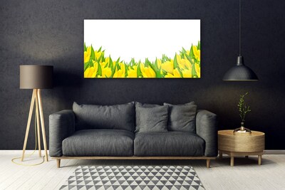 Glass Wall Art Flowers floral yellow