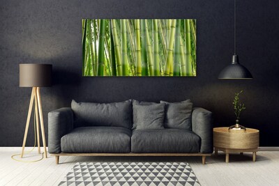 Glass Wall Art Bamboo stalks floral green