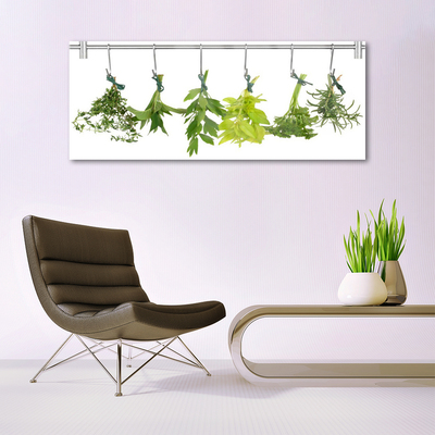 Glass Wall Art Leaves floral green