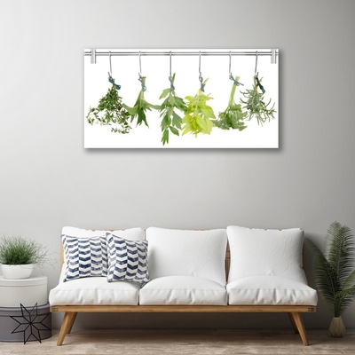 Glass Wall Art Leaves floral green