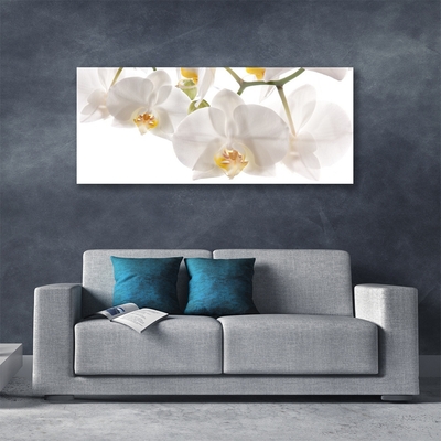 Glass Wall Art Flowers floral white