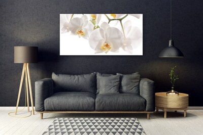 Glass Wall Art Flowers floral white