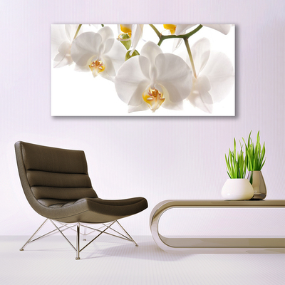 Glass Wall Art Flowers floral white