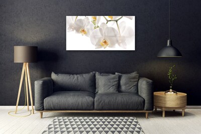 Glass Wall Art Flowers floral white