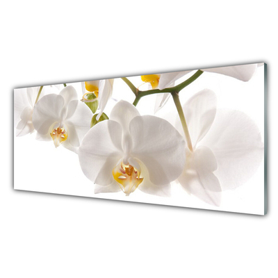 Glass Wall Art Flowers floral white