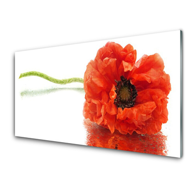 Glass Wall Art Flower floral red