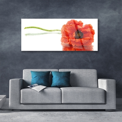 Glass Wall Art Flower floral red