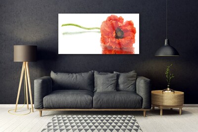 Glass Wall Art Flower floral red