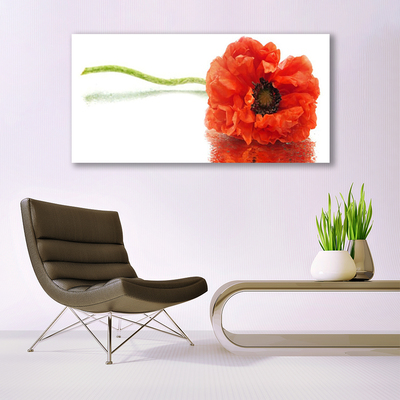 Glass Wall Art Flower floral red