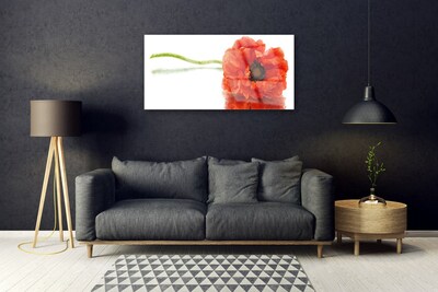 Glass Wall Art Flower floral red