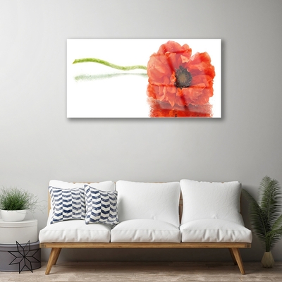 Glass Wall Art Flower floral red