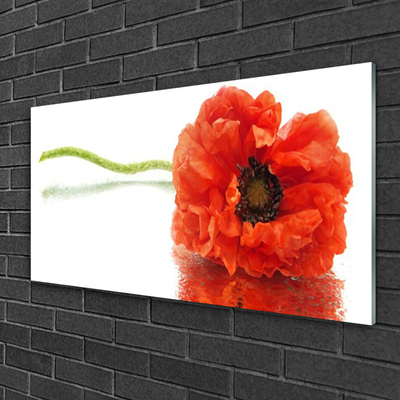 Glass Wall Art Flower floral red