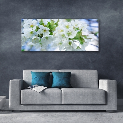 Glass Wall Art Petals floral green white