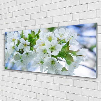 Glass Wall Art Petals floral green white