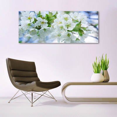 Glass Wall Art Petals floral green white