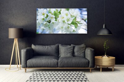 Glass Wall Art Petals floral green white