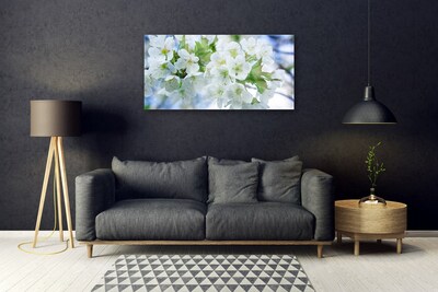 Glass Wall Art Petals floral green white