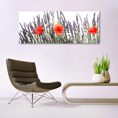 Glass Wall Art Flowers floral purple red green