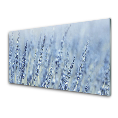 Glass Wall Art Flowers floral purple