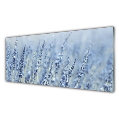 Glass Wall Art Flowers floral purple