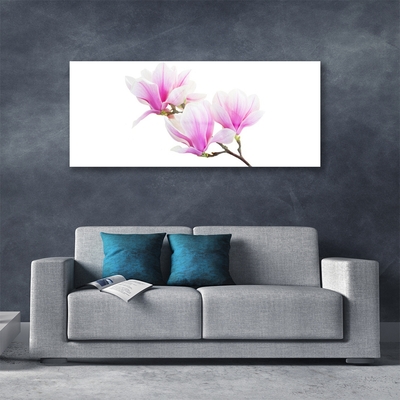 Glass Wall Art Flowers floral pink