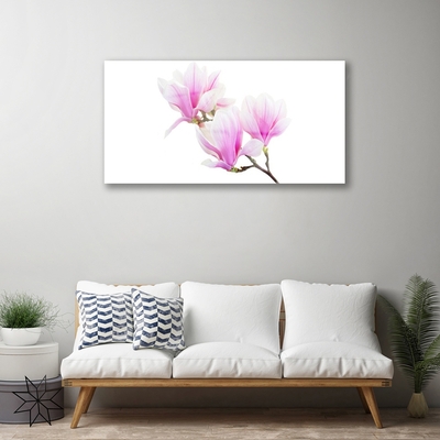 Glass Wall Art Flowers floral pink