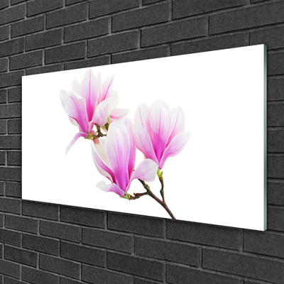 Glass Wall Art Flowers floral pink