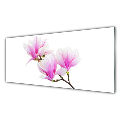 Glass Wall Art Flowers floral pink