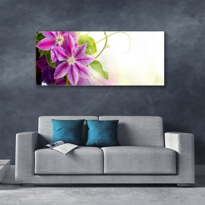 Glass Wall Art Flowers floral pink