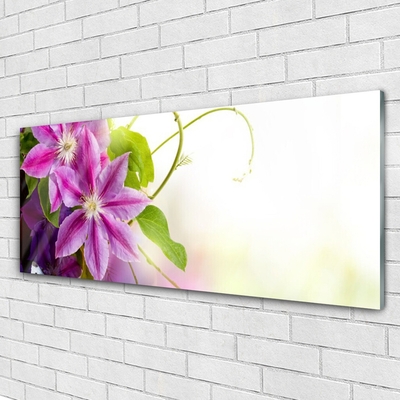 Glass Wall Art Flowers floral pink