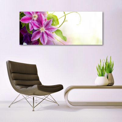 Glass Wall Art Flowers floral pink