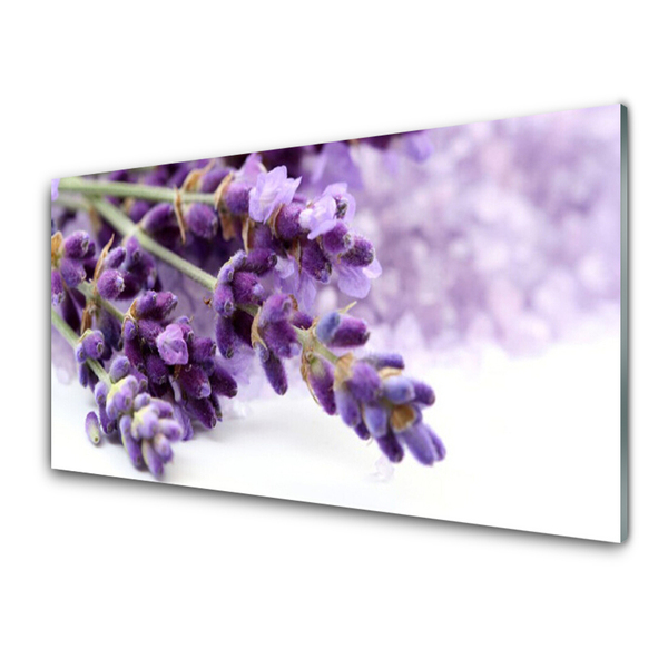 Glass Wall Art Flowers floral purple