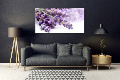 Glass Wall Art Flowers floral purple