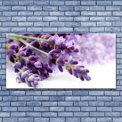 Glass Wall Art Flowers floral purple