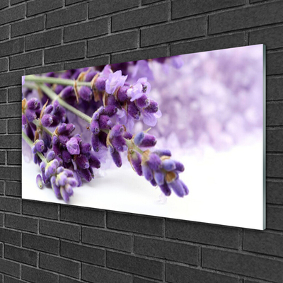 Glass Wall Art Flowers floral purple