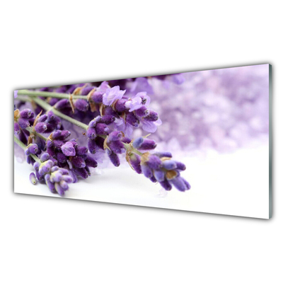 Glass Wall Art Flowers floral purple