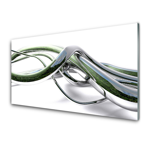 Glass Wall Art Abstract art silver green