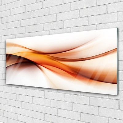 Glass Wall Art Abstraction art white brown yellow