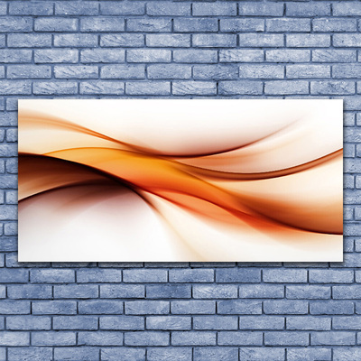 Glass Wall Art Abstraction art white brown yellow