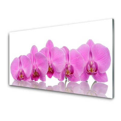 Glass Wall Art Flowers floral pink