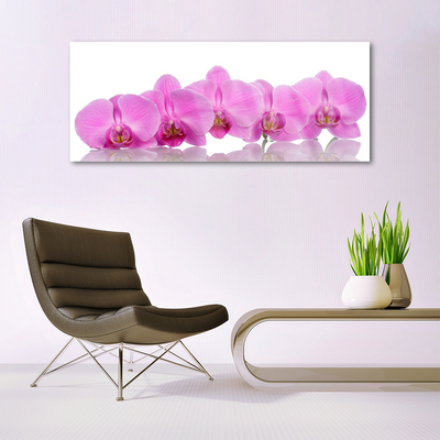 Glass Wall Art Flowers floral pink