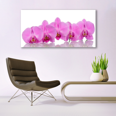 Glass Wall Art Flowers floral pink