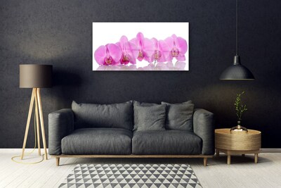 Glass Wall Art Flowers floral pink