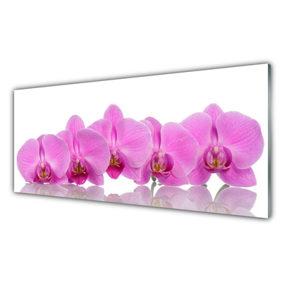 Glass Wall Art Flowers floral pink