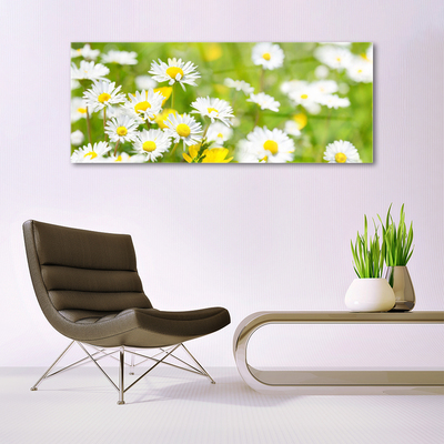 Glass Wall Art Daisy floral yellow white