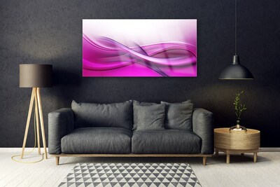 Glass Wall Art Abstract art pink white grey