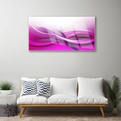 Glass Wall Art Abstract art pink white grey