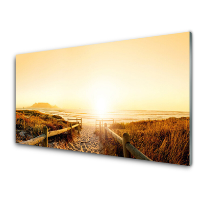 Glass Wall Art Footpath landscape brown